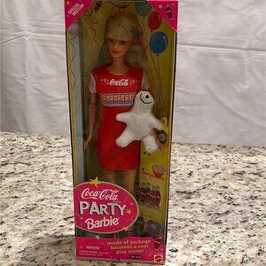 Mattel 1998 Coca-Cola Party Special Edition Barbie Doll with Polar Bear Plush